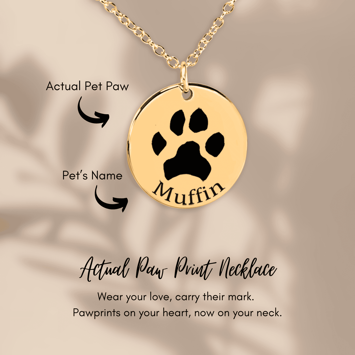 Gold Paw Print Necklace