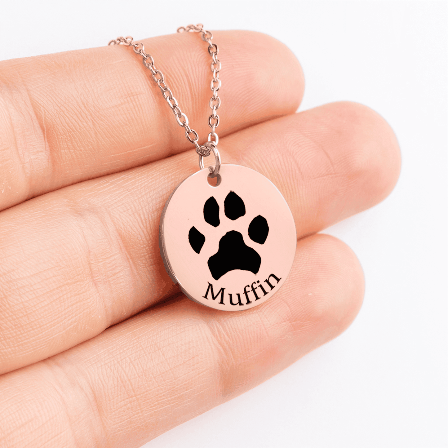 Rose Gold Paw Print Necklace
