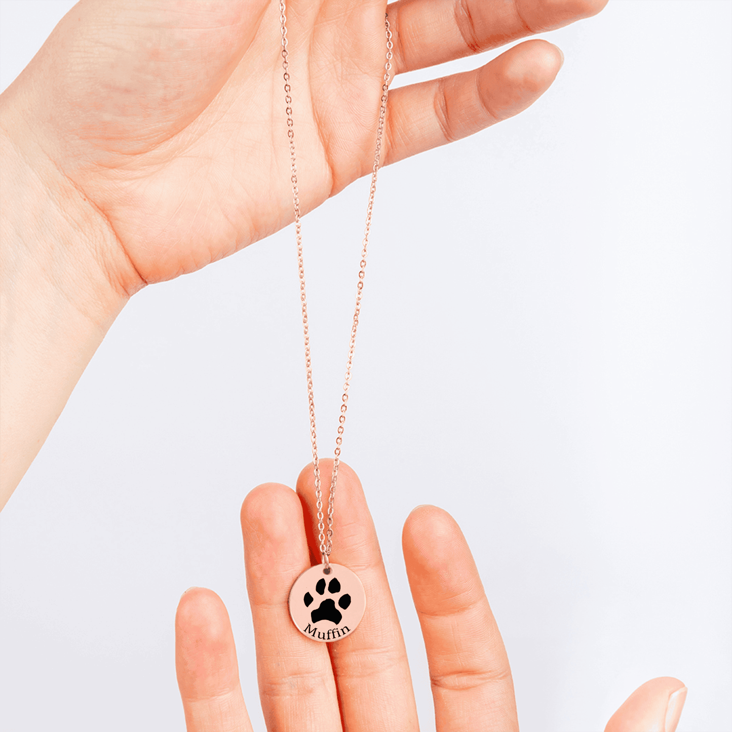 Rose Gold Paw Print Necklace