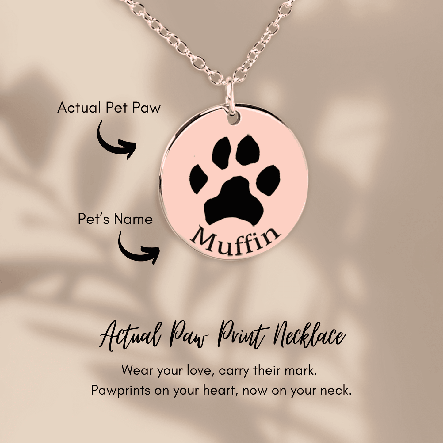 Rose Gold Paw Print Necklace