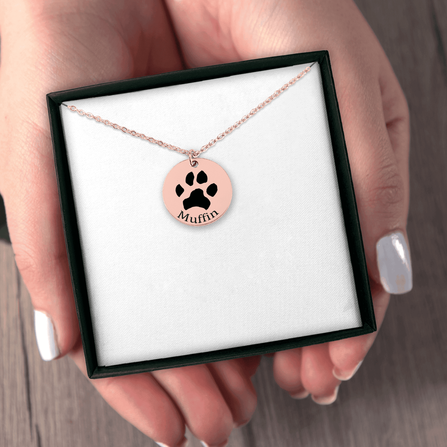 Rose Gold Paw Print Necklace