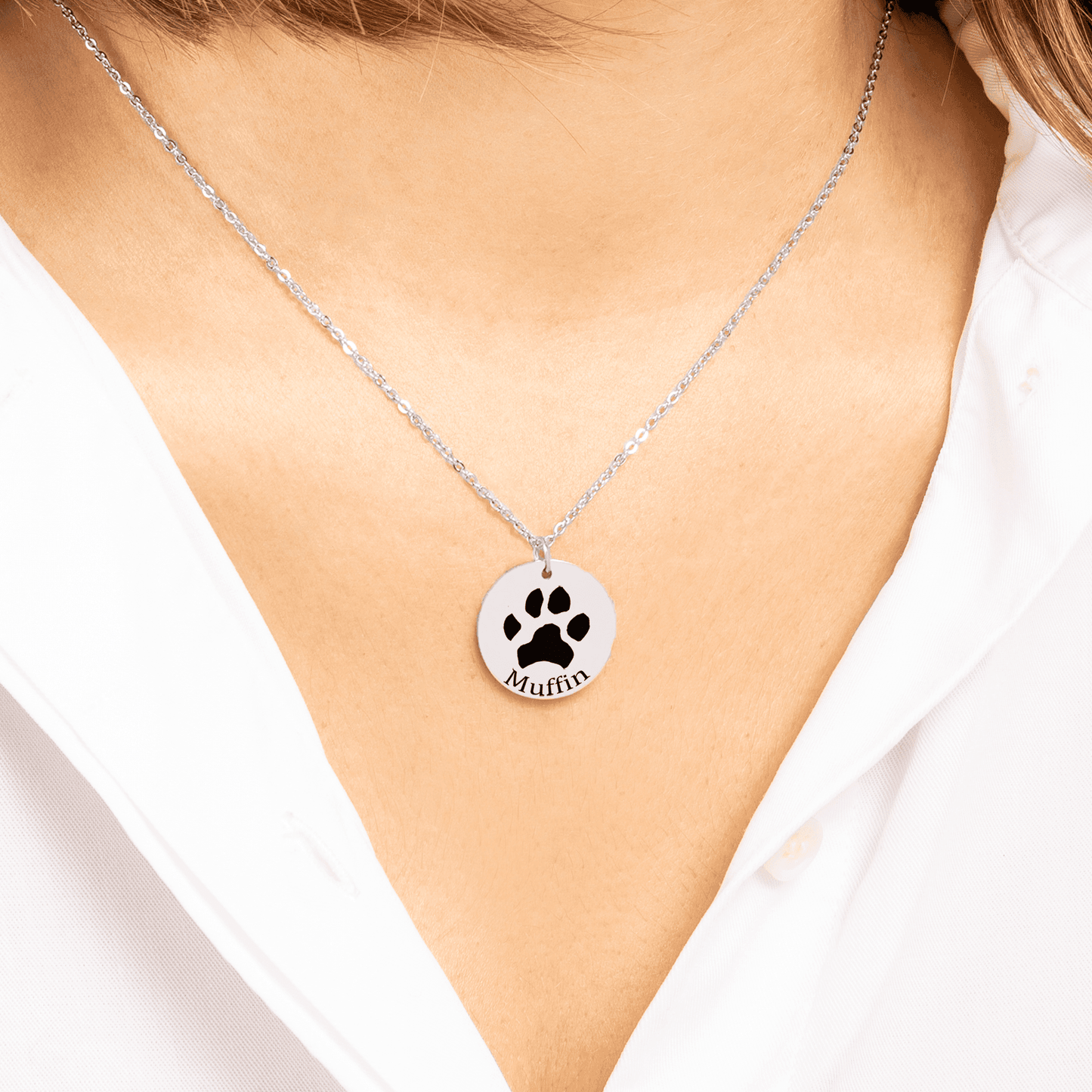 Silver Paw Print Necklace
