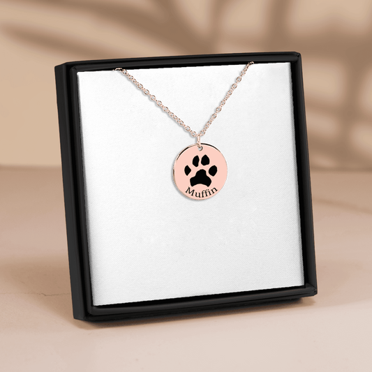 Rose Gold Paw Print Necklace