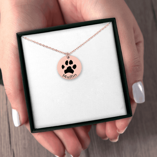 Rose Gold Paw Print Necklace